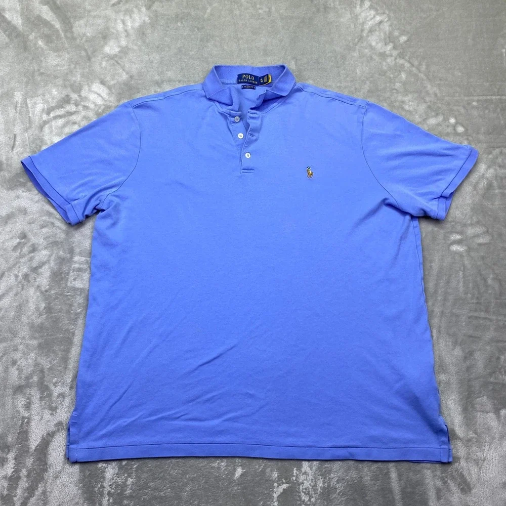 Ralph Lauren Polo Shirt Classic Fit Periwinkle Blue Mens XL Flesh Pony Golf